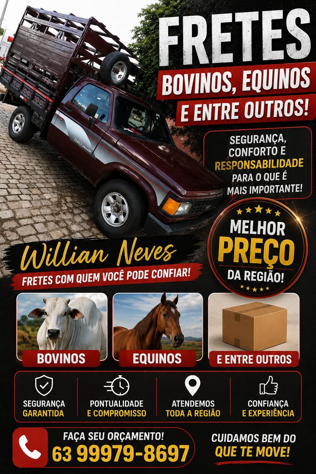 FRETE RURAL 24H - D20 Equipada, Compromisso com seu Gado